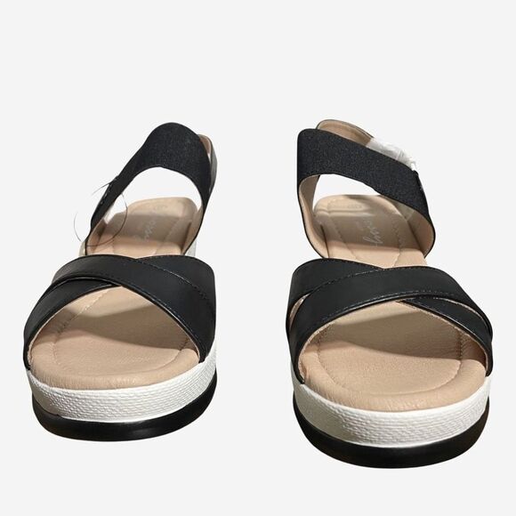 Joessy Milan Black and white platform wedge heel Women's Sandals size 8. NIB. - Picture 4 of 11